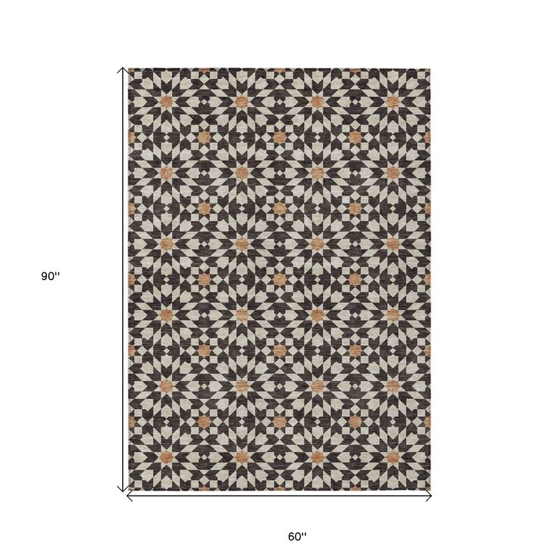 HomeRoots Floral Medallion Transitional Rectangle Outdoor Rug