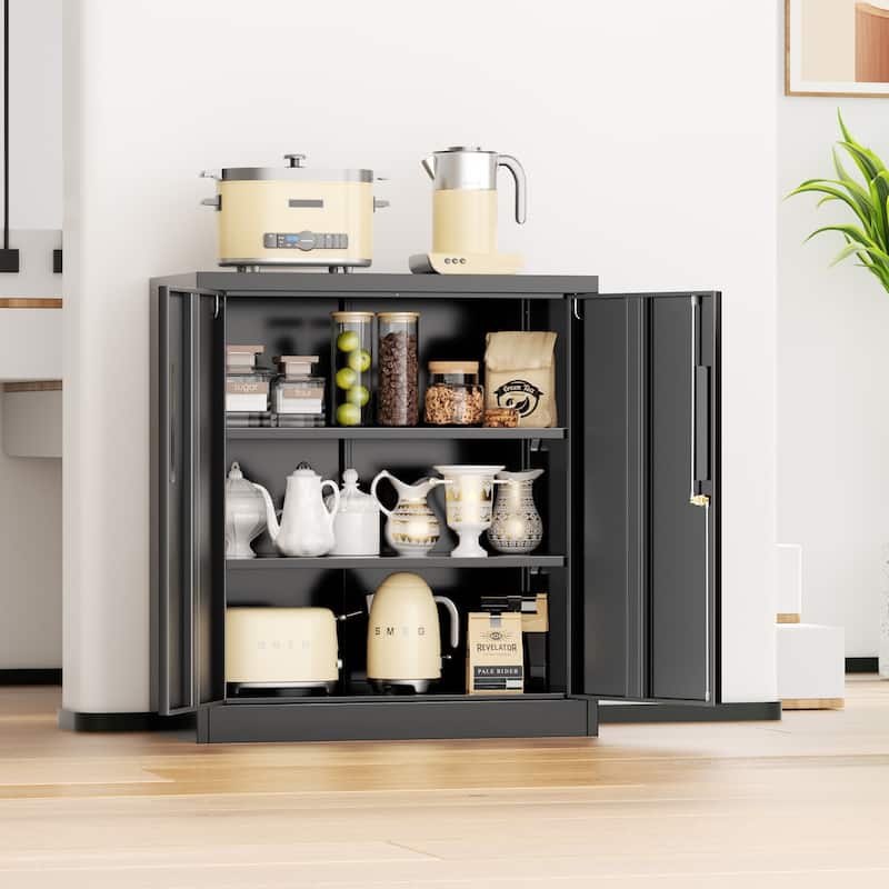 36 inch Metal Office File Storage Cabinet Locker with Locking Doors and Adjustable Shelves for Home Office, Garage, Pantry