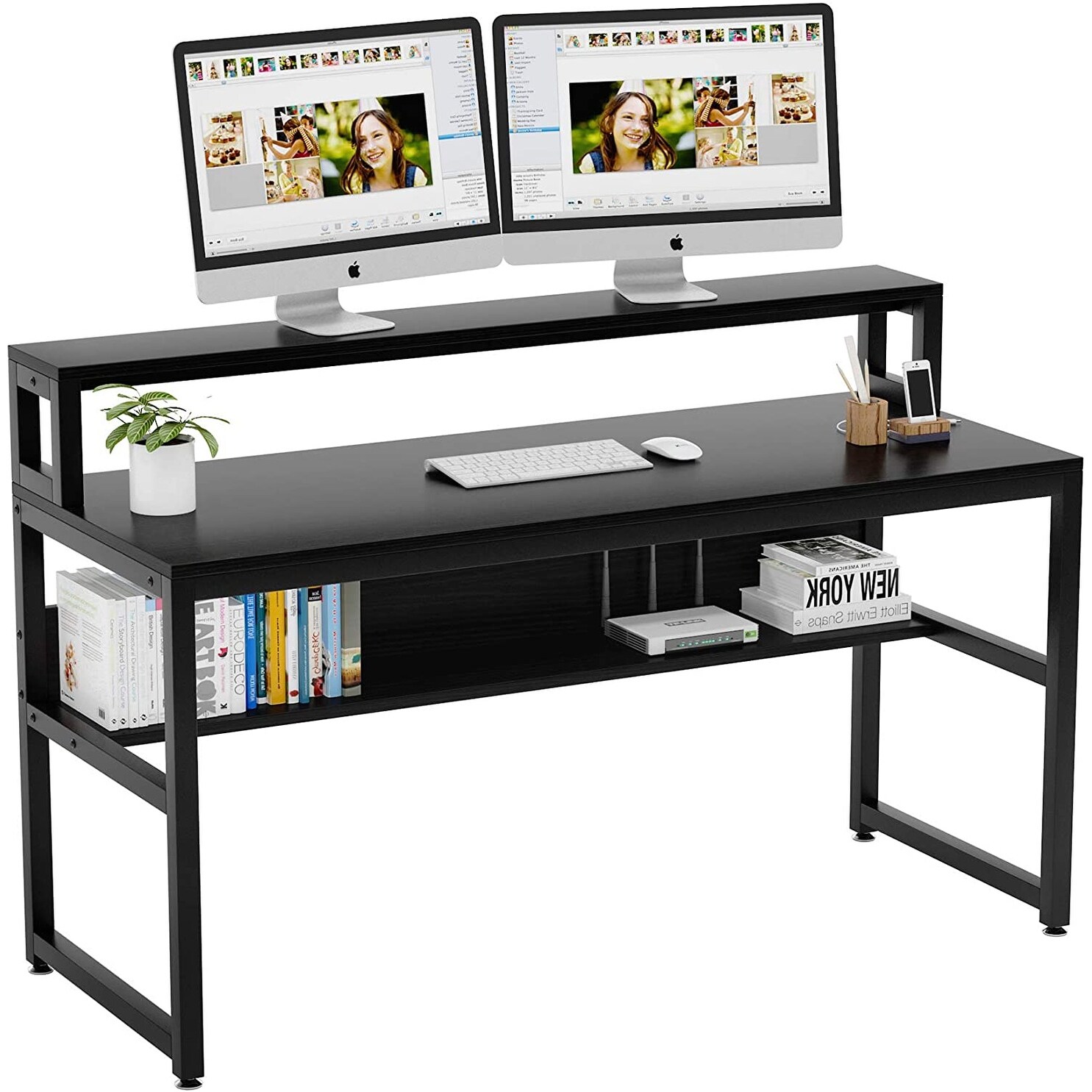 Tribesigns 55 Inches Computer Desk with Shelves On Sale Bed