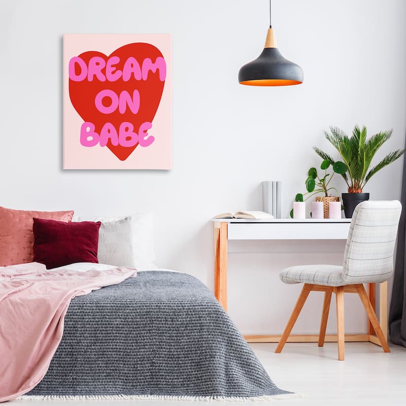 Stupell Dream On Babe Red Heart Canvas Wall Art Design By House of Lulu