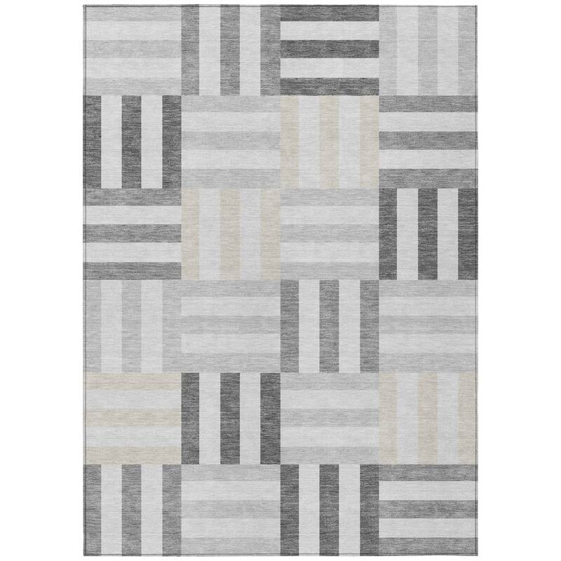 Machine Washable Indoor/ Outdoor Modern Hatch Chantille Rug