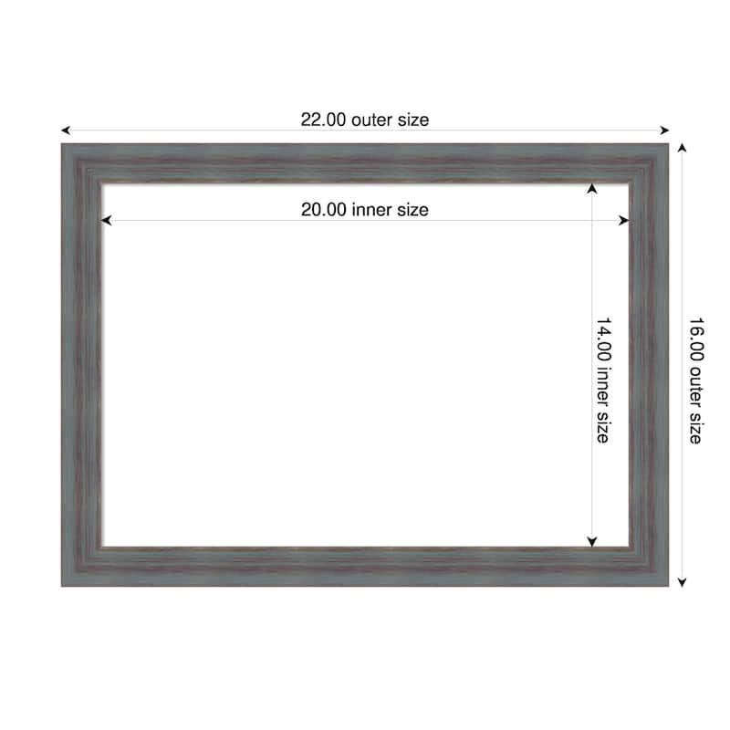 Amanti Art Dixie Blue Grey Rustic Framed Dry Erase Magnetic Board - 22 x 16 in
