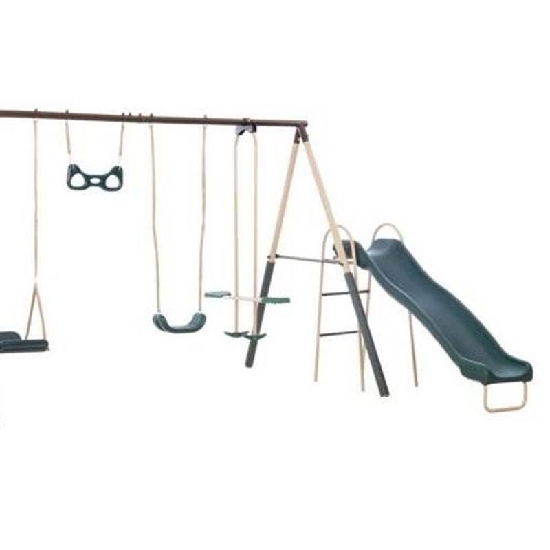 XDP Recreation Deerfield Playground Swing Set, Super Disc, Slide, Glider & Swing - 222 x 102 x 74 inches