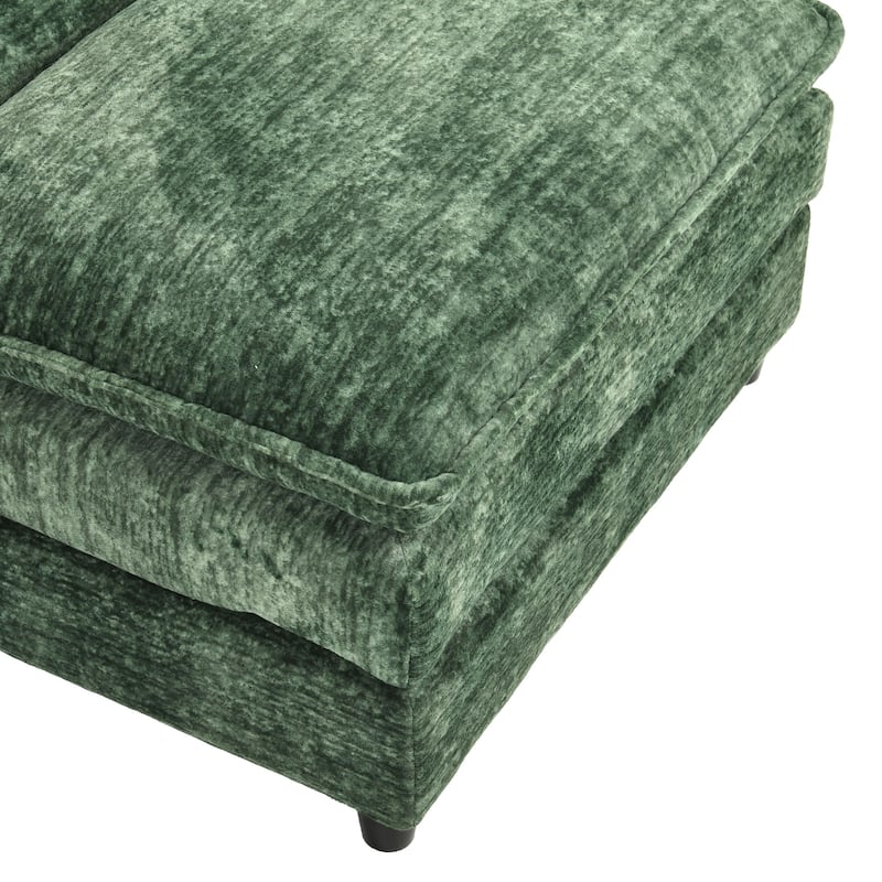 142 Inch Modular Velvet Sectional Sofa with Movable Ottoman Pillow Armrest and Deep Seats for Living Room Apartment or Office