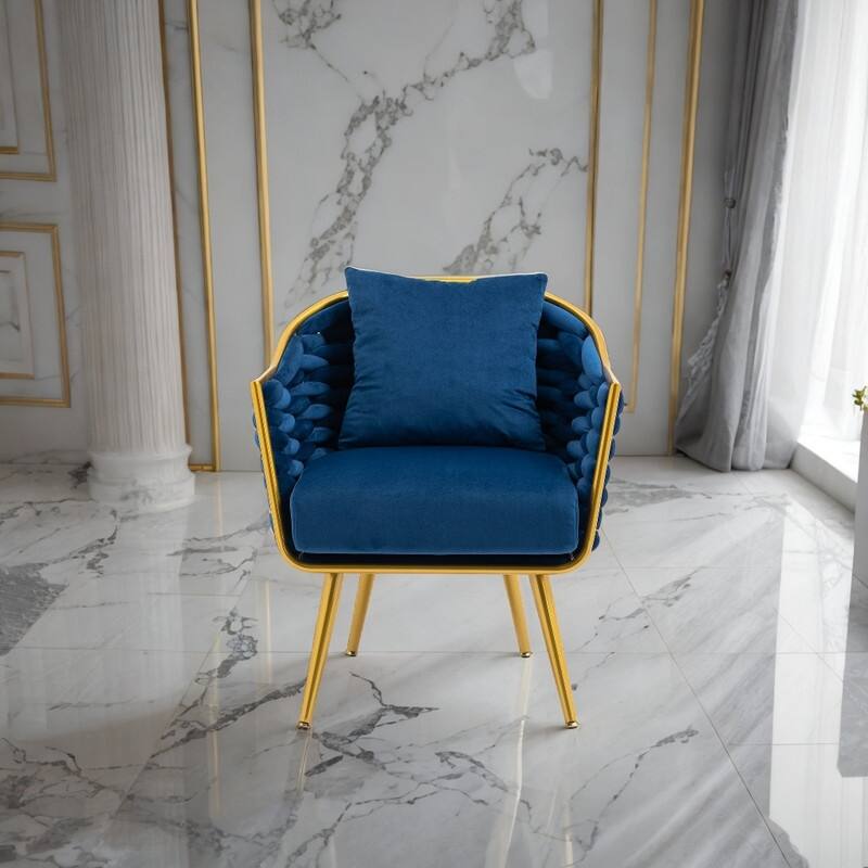 Modern Velvet Accent Chair with Metal Frame, Upholstered Armchair