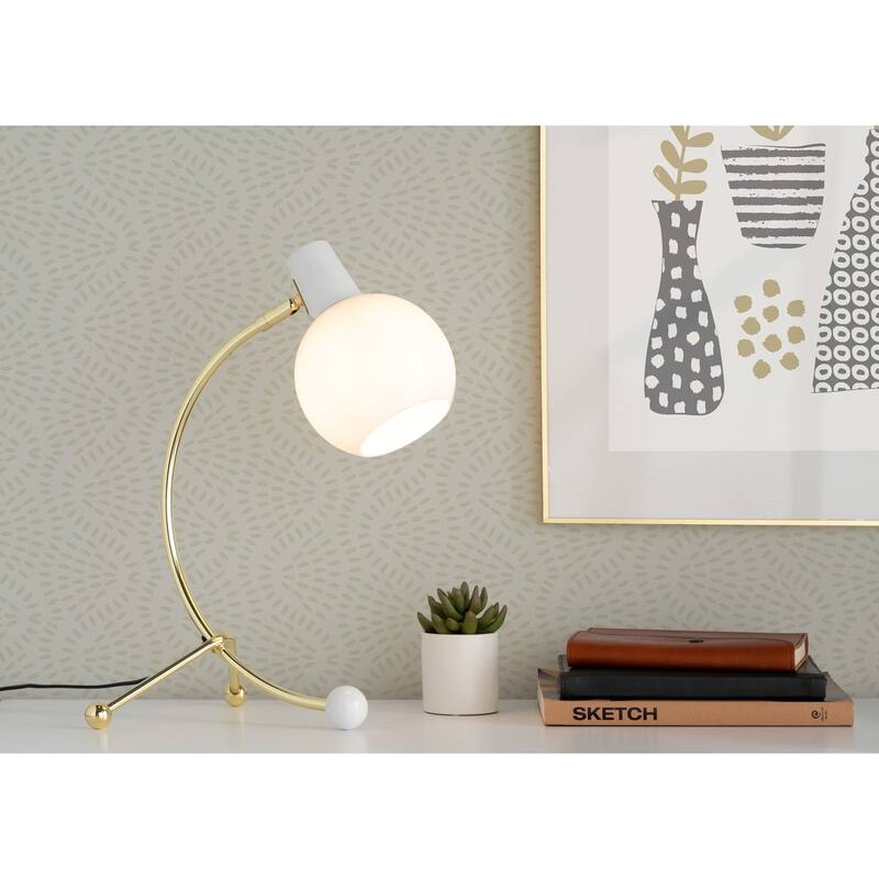 Lumisource Eileen Task Lamp in Gold Metal and White Plastic Shade - 9.75"Lx12.5"Wx17.5"H - Gold , White - 9.75"Lx12.5"Wx17.5"H