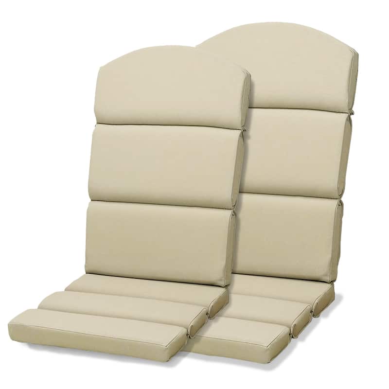 Aoodor Patio Chair Cushion Set of 2 - High-Back Adirondack Patio Cushions with Ties - N/A - Khaki