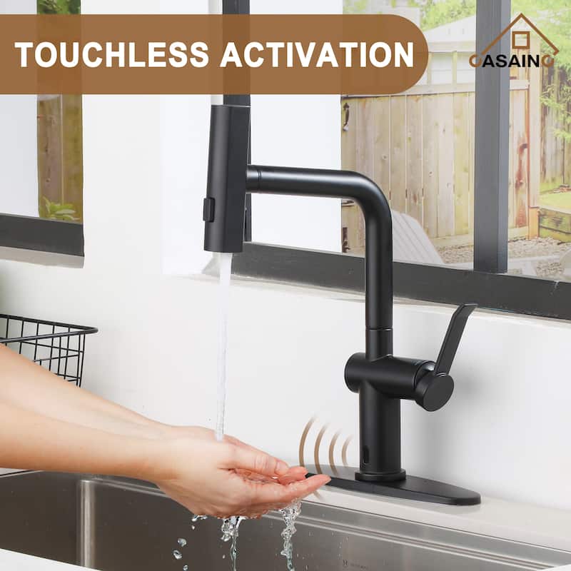 Single Handle Pull Down Sprayer Kitchen Faucet with Motion Sense Wave, Power Boost