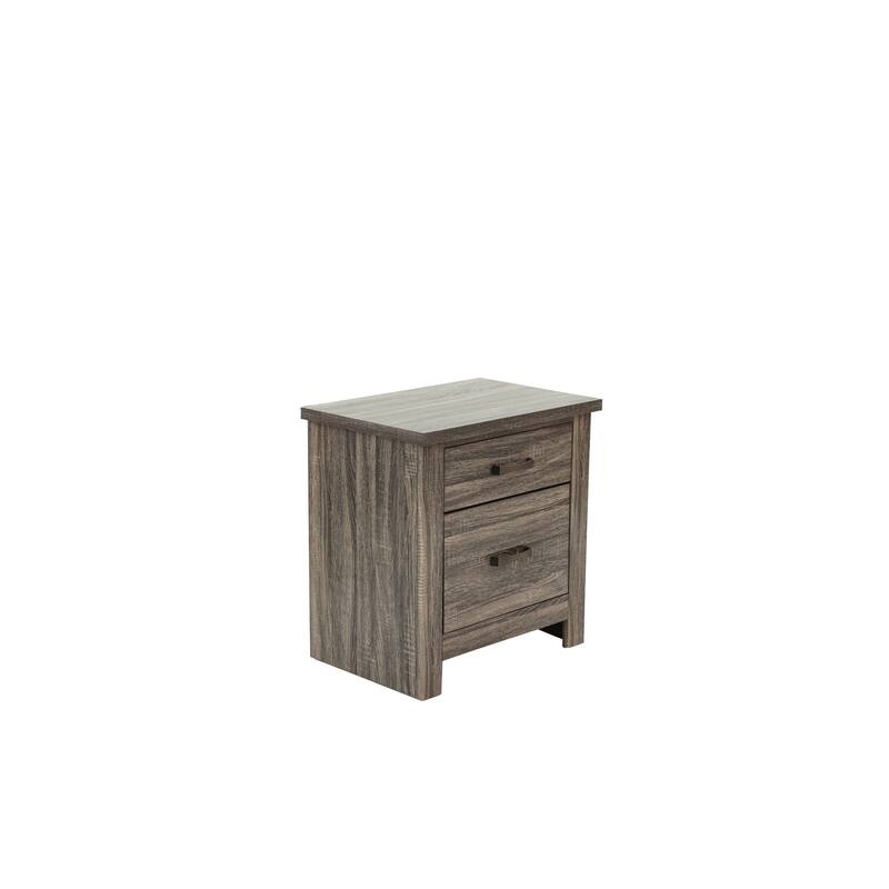Gray Oak Wood Nightstand, Compact and Stylish