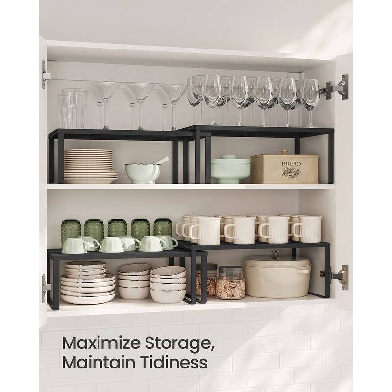 Set of 2 Stackable and Expandable Metal Kitchen Counter Shelves for Small Appliances or Spices