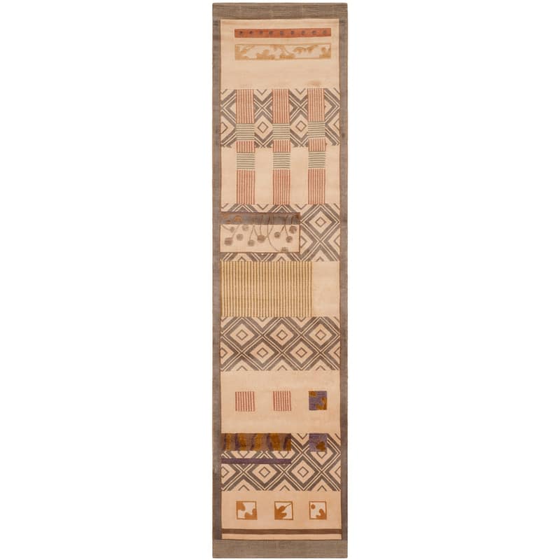 SAFAVIEH Couture Hand-knotted Tibetan Sabella Modern Wool Rug - 2'6" x 12' Runner - Beige/Multi