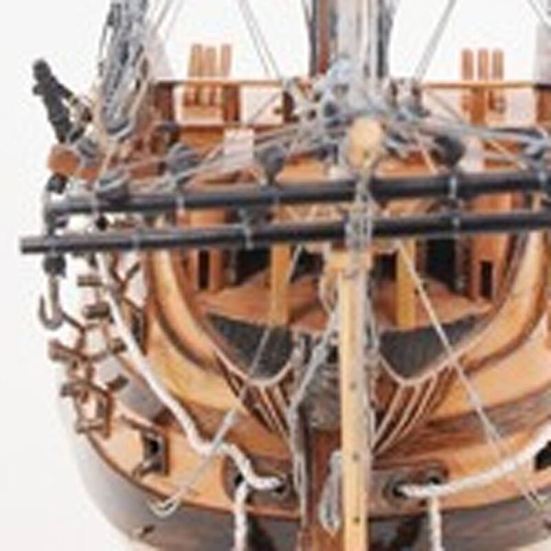 HomeRoots 29" Wood Brown HMS Victory Bow Section Hand Painted Decorative Boat - 19.5' X '28.5' X '7
