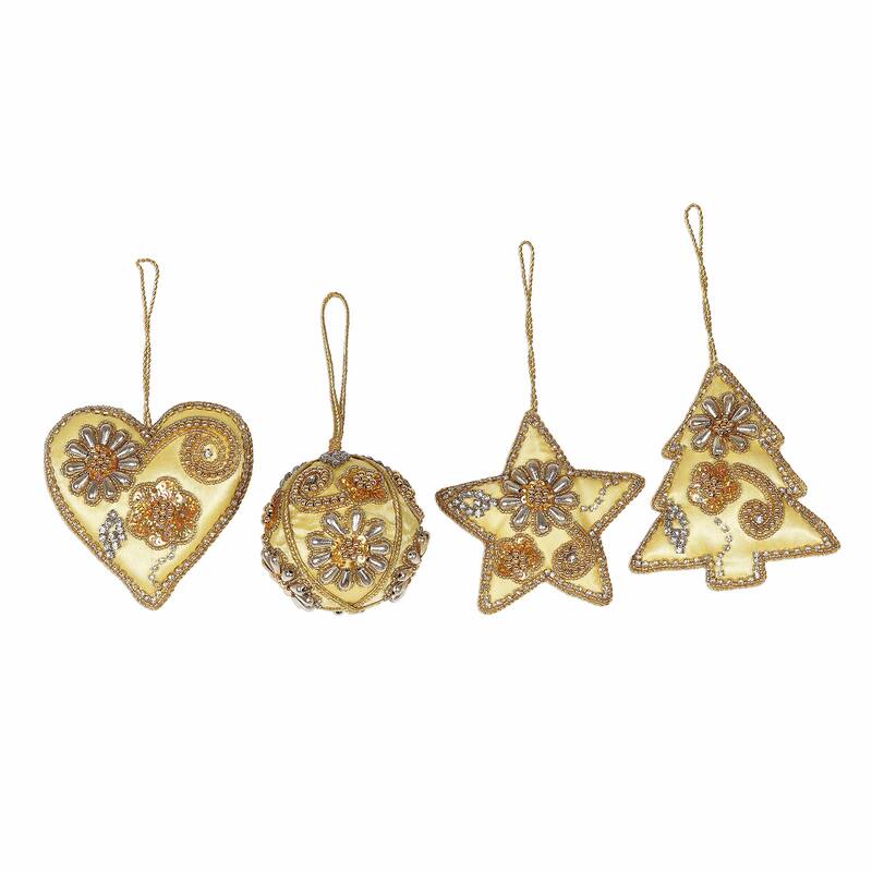 Novica Handmade Bollywood Holiday Beaded Satin Ornaments (Set Of 4)
