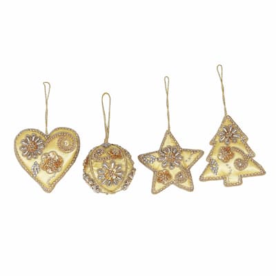 Novica Handmade Bollywood Holiday Beaded Satin Ornaments (Set Of 4)