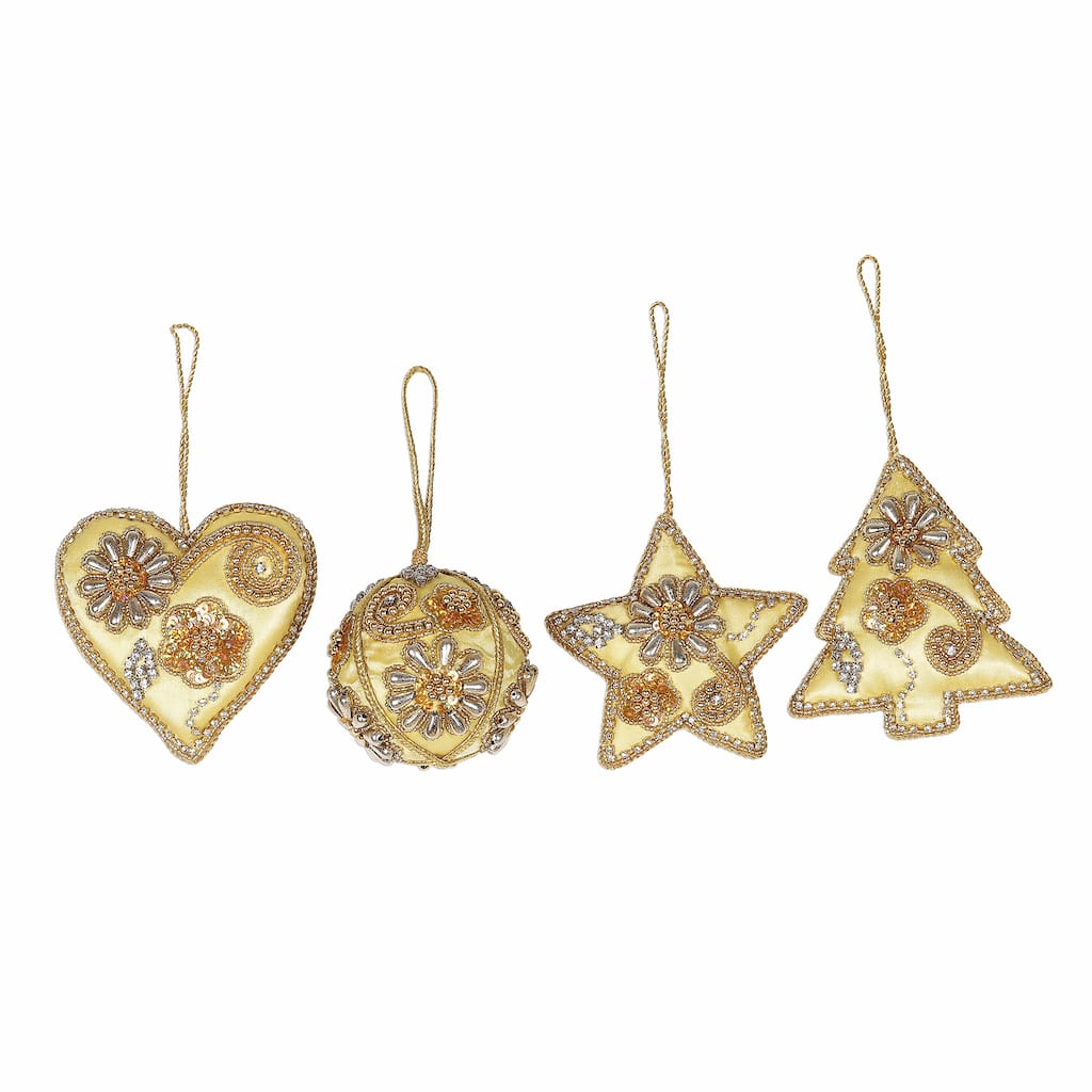 Novica Handmade Bollywood Holiday Beaded Satin Ornaments (Set Of 4)