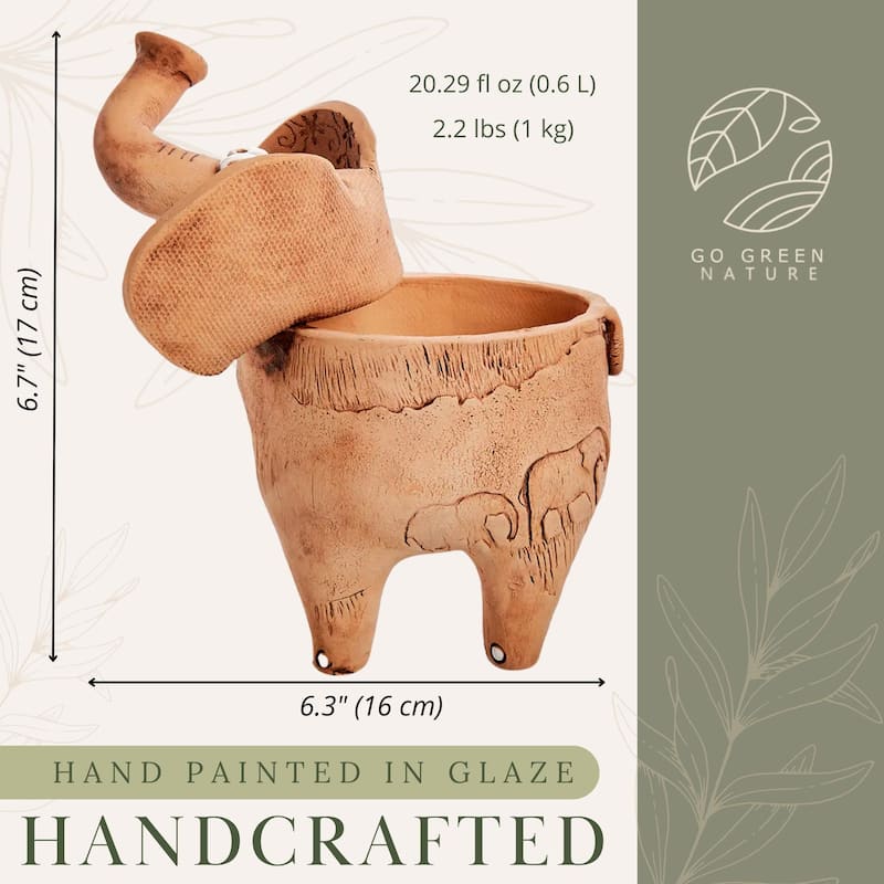 Golden Ceramics Handmade Flower Pot Planter - Elephant - 6.7" x 7"