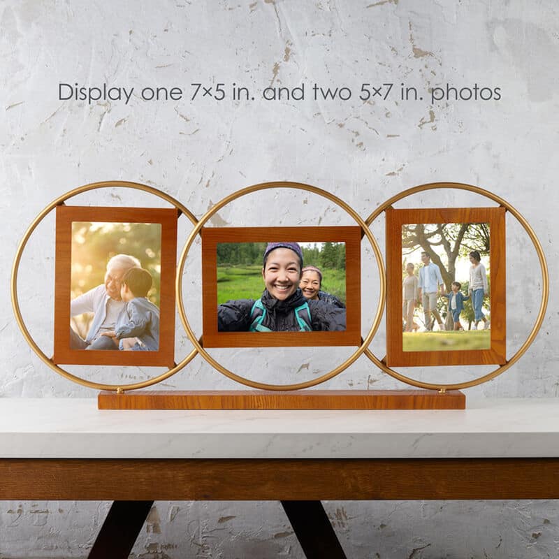Melannco Wood and Metal 3 Opening Frame, 28X12 Inch