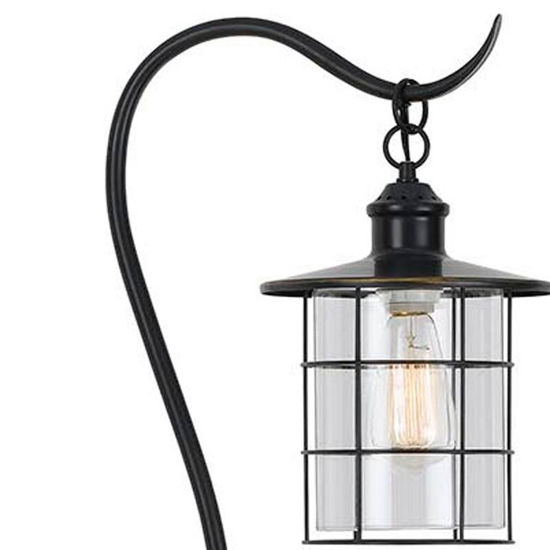 HomeRoots 60" Antiqued Bronze Lantern Style Floor Lamp With Glass and Metal Shade - 13.5