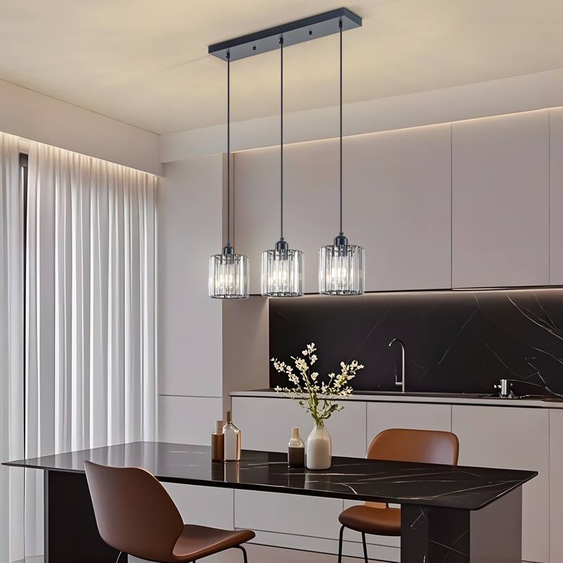 Starsky 3-Light Modern Linear / Cluster Pendant Light with Glass Shade