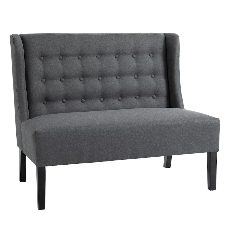 HOMCOM Linen Fabric Upholstery Double Sofa Tufted Loveseat Armless Couch Living Room Furniture with Wood Legs - 28.75*43.25*36.5