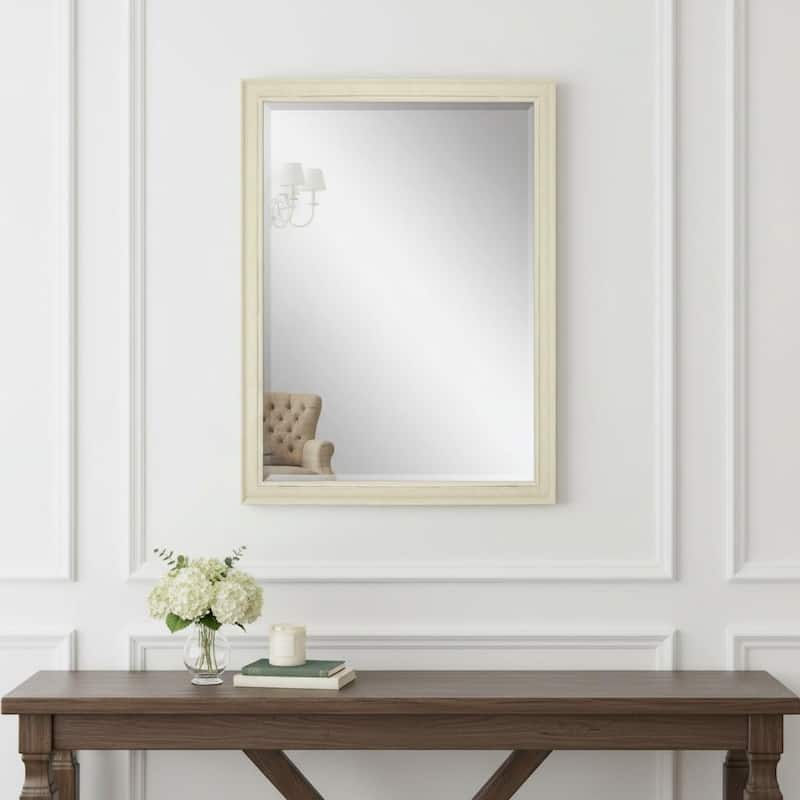 HomeRoots 40" White Solid Wood Framed Accent Mirror - 28.00 in. x 40.00 in. x 2.00 in. - 28.00 in. x 40.00 in.  x 2.00 in.