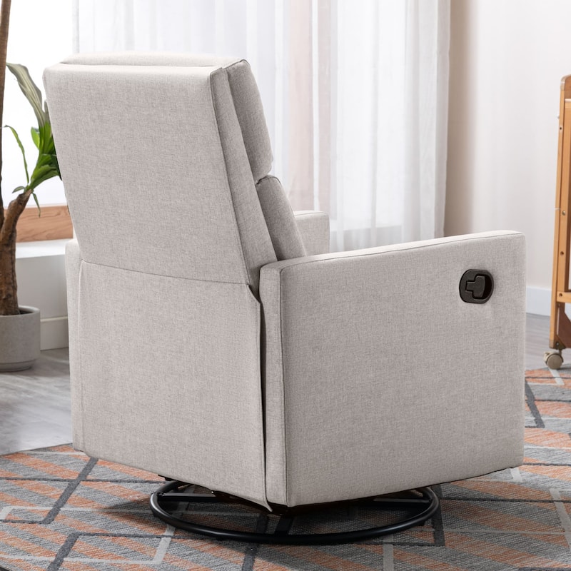 Modern Upholstered Rocker Chair Plush Swivel Recliner Chair