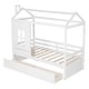 preview thumbnail 7 of 9, Twin Size House Bed with Underbed Storage Drawers, Pinewood House-shaped Bed Frame with Roof and Window for Children's Room