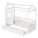 preview thumbnail 15 of 16, Twin Size Kid-Friendly Design Wooden House Bed with Two Drawers and Guardrail and a Sturdy Pine Frame