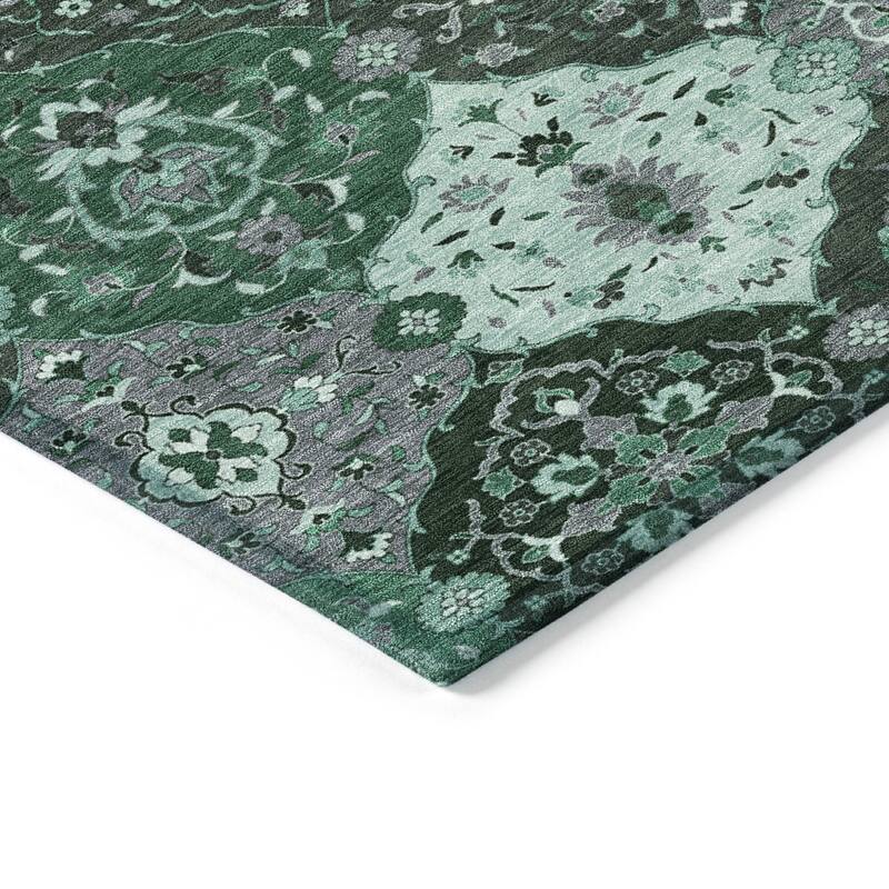Machine Washable Indoor/ Outdoor Traditional Panel Chantille Rug