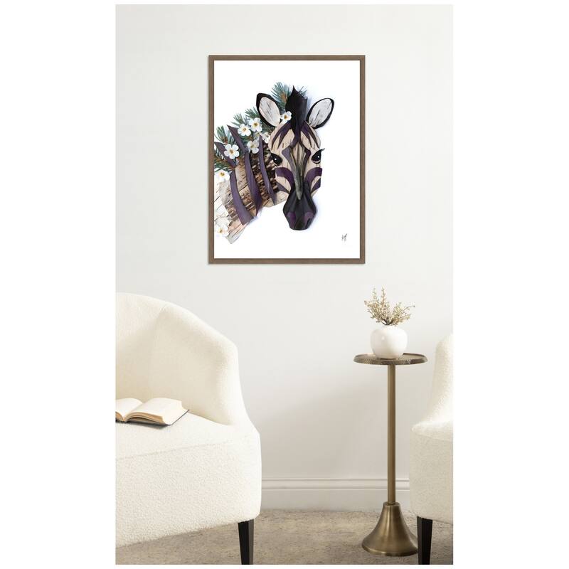 Kate and Laurel Zebra by Madeline Jeppesen Framed Canvas Wall Art Print
