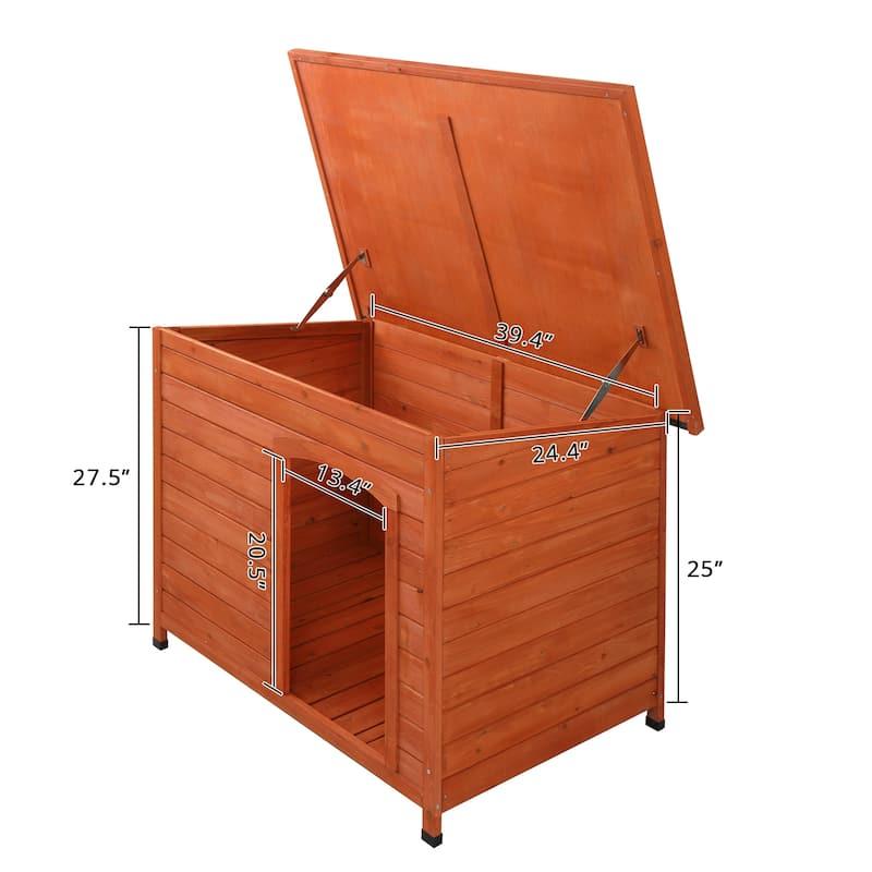 Natural Wood Color Large Size Waterproof Wood Dog House Pet Shelter