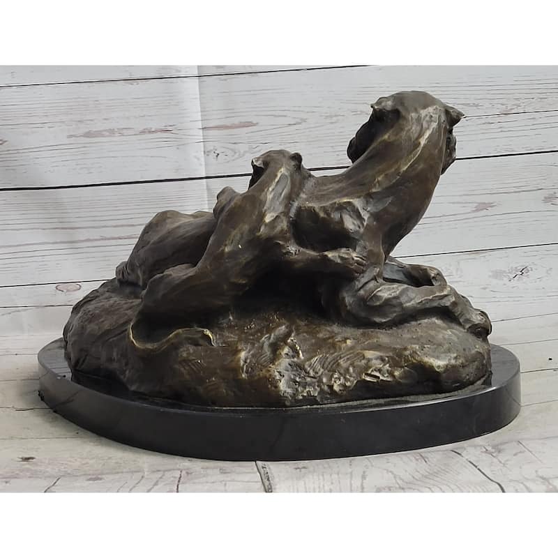 Imitative Lion Tiger Cub Bronze Statue Sculpture Wildlife Figure Decor Handmade Art