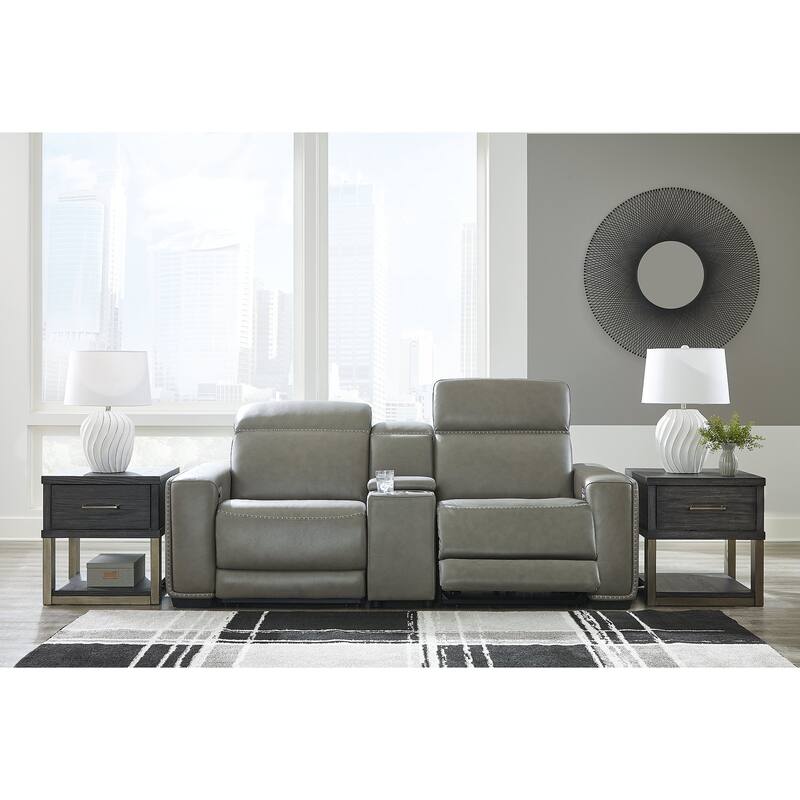 Signature Design by Ashley Correze Gray 3-Piece Power Reclining Sectional Loveseat with Console - 88.5"W x 41"D x 33.25"H