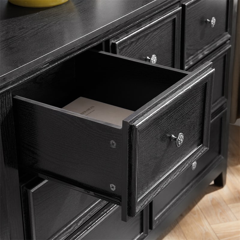 Modern Wood Dresser Cabinet with Metal Slide Rails and 7 Drawers