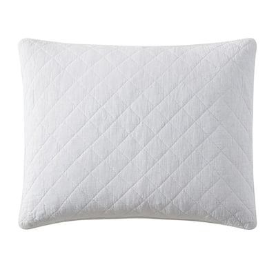 HiEnd Accents Stonewashed Cotton Gauze Traditional Style Solid Color Diamond Stitch 1 Piece Pillow Sham
