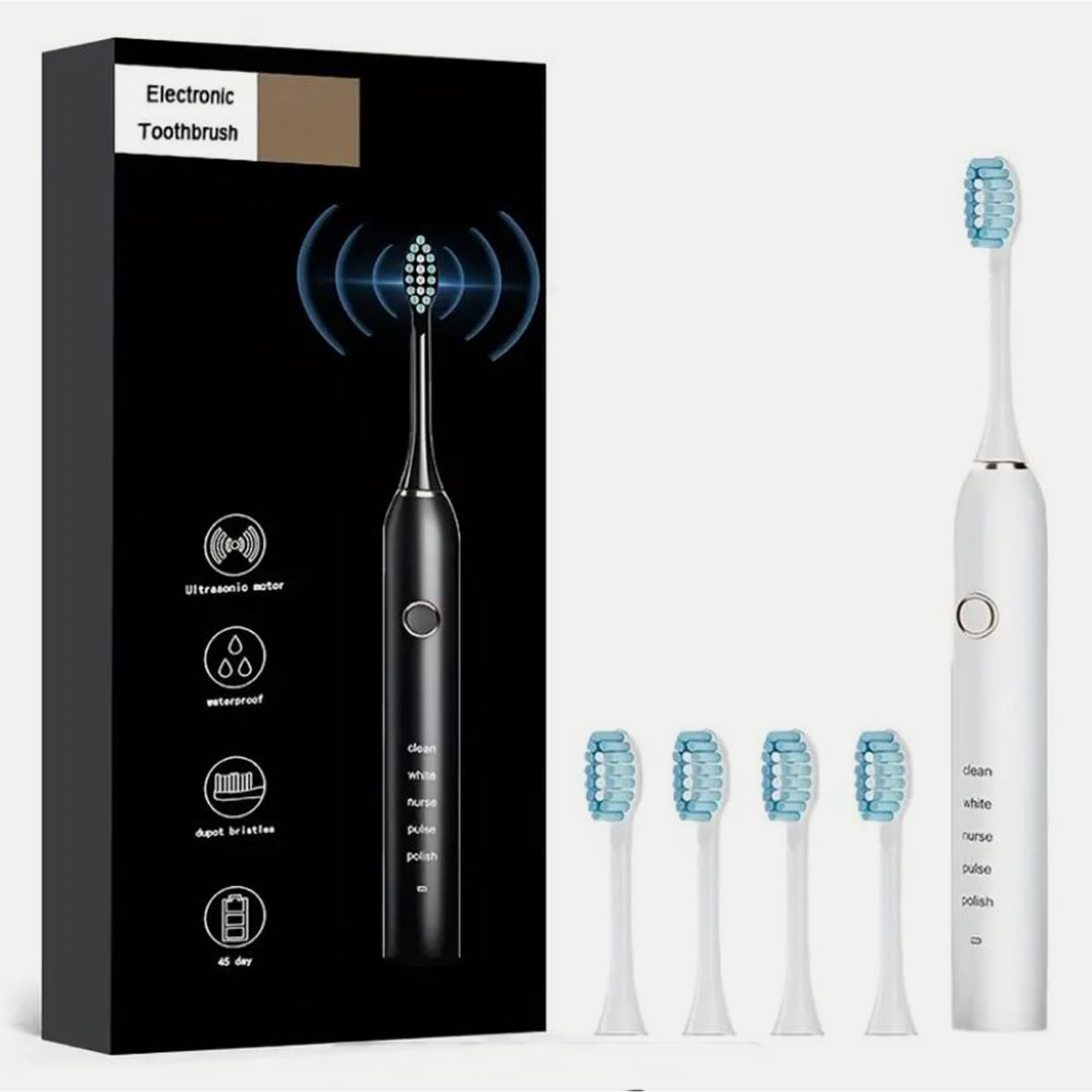 Loring Electric Toothbrush with 5 Modes and 4 Brush Heads