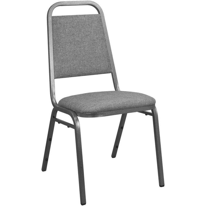 Advantage Fabric-Padded Banquet Stackable Chairs - Charcoal Gray Fabric/Silver Vein Frame