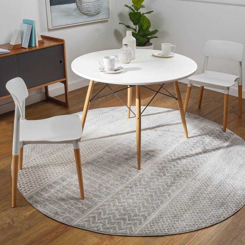 Artistic Weavers Lovato Bohemian Block Print Area Rug - 6'7" Round - Medium Grey