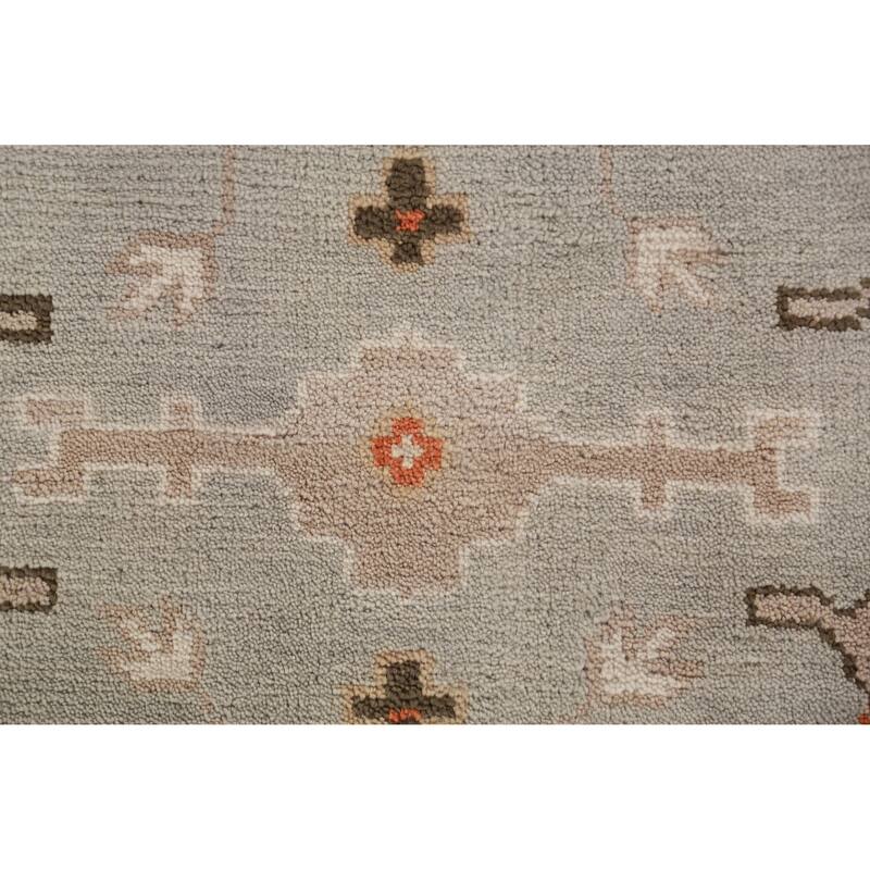 Oushak Indian Area Rug Hand-Knotted Oriental Grey Wool Carpet - 8'1" x 9'10"
