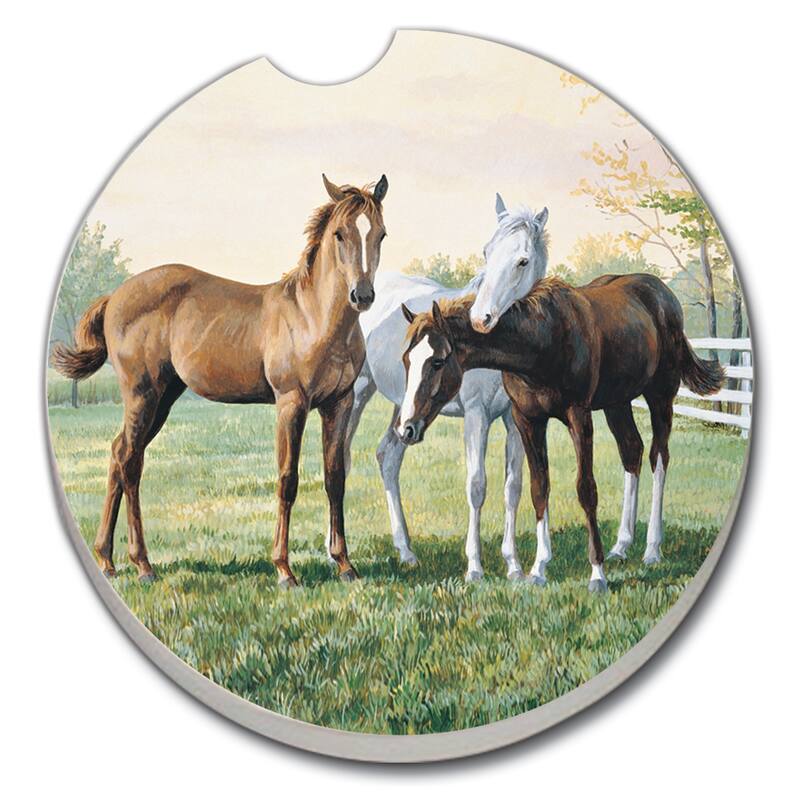 Counterart Absorbent Stoneware Car Coaster, Simple Pleasures, Set of 2 - 2.5