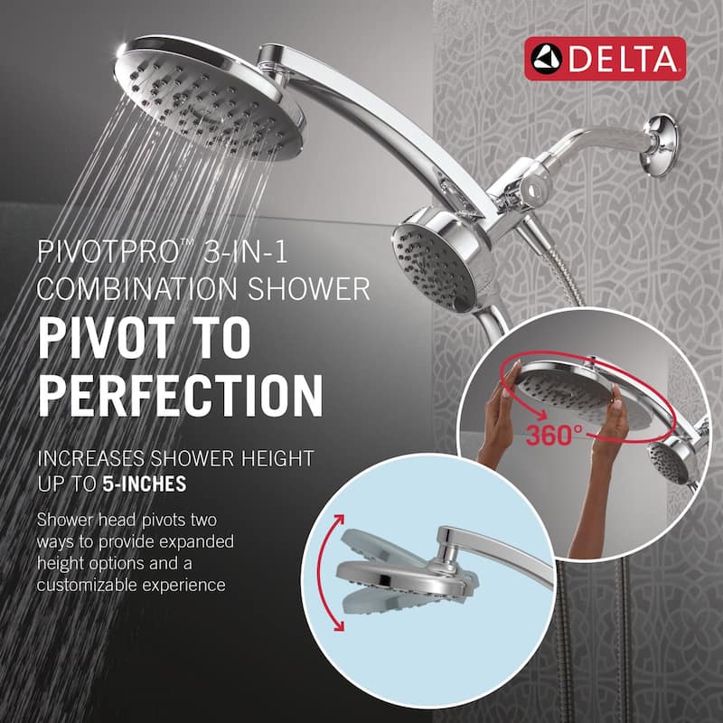 Delta 75648 PivotPro 1.75 GPM 3-in-1 Shower Head and 6 Setting Hand - Chrome