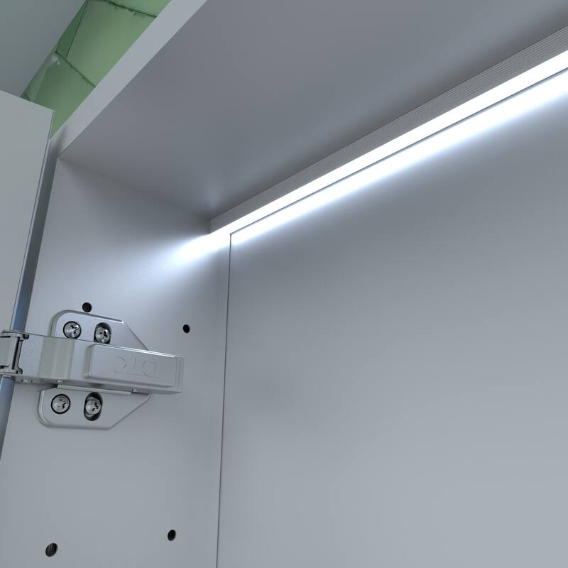 Rectangular Aluminum Recessed/Surface Mount Medicine Cabinet in Silver with Mirror LED and Clock