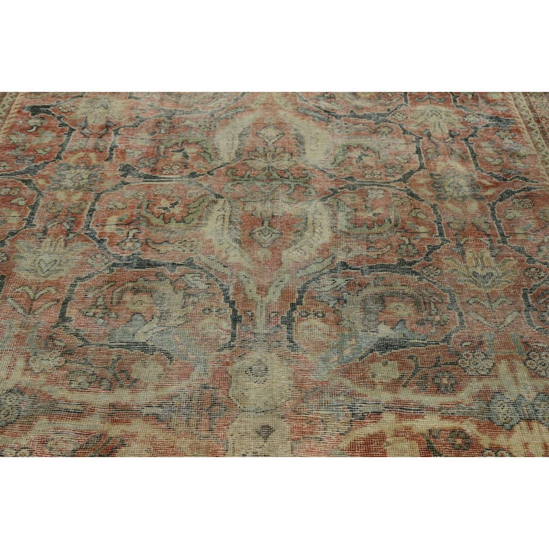 Hand Knotted Oriental 100% Wool Carpet Traditional All-Over Oranges & Rust Sultanabad Area Rug - 11' 9'' X 8' 10''