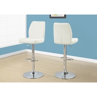 Overstock Monarch 2370 White Chrome Metal Hydraulic Lift Two Piece Barstool (Adjustable - Set of 2 - White)