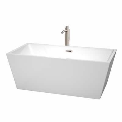 Wyndham Collection Sara 63" Freestanding Soaking Tub with Tub Filler