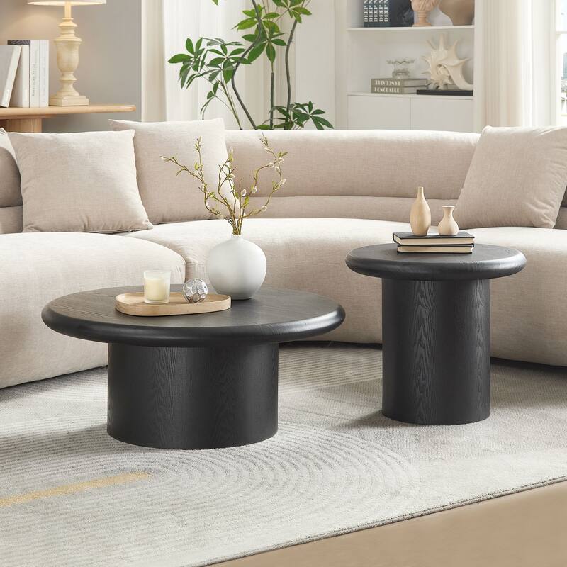 2-Piece Modern Round Coffee Table Set