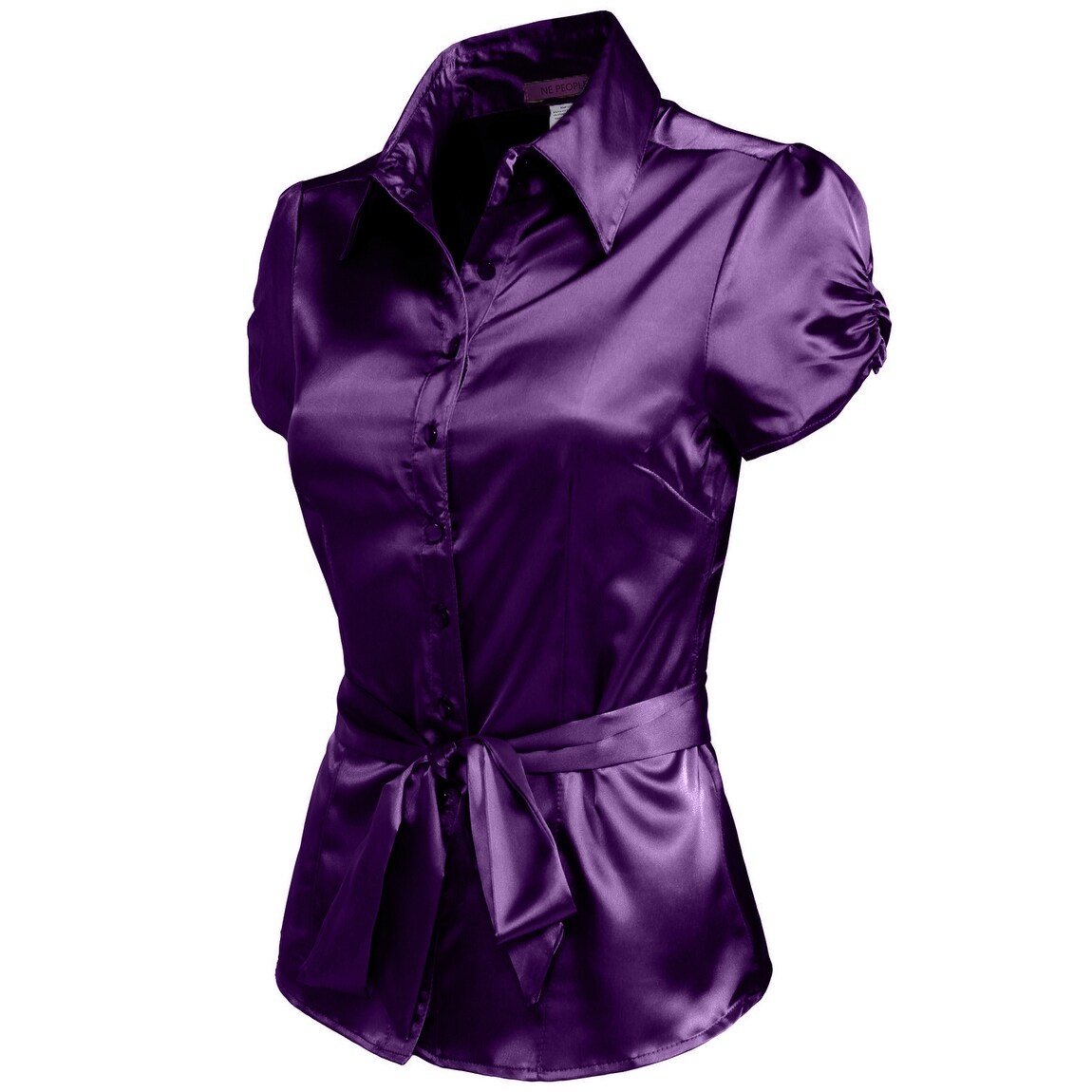 purple satin blouse