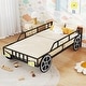 preview thumbnail 1 of 9, Costway Twin Car-Shaped Metal Bed Frame with Wheels Decorations Safety Black - See Details