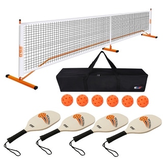 GSE™ Professional Portable Pickleball Complete Set with Pickleball Net, 4 Pickleball Paddles, 6 Pickleball Balls, Carrying Bag