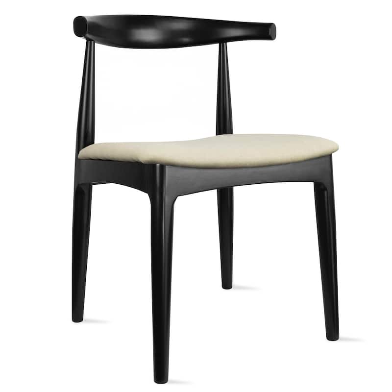 Set of 2 Kennedy Elbow Chairs Farmhouse Wooden Dining Chairs With PU Leather Or Fabric Cushion Seat, Modern Accent Side Chairs